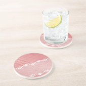黒いレースが付いているピンクおよび白い背景 コースター (側面)