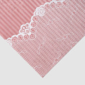 黒いレースが付いているピンクおよび白い背景 薄葉紙 (詳細)