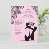 黒いレースのついたトゥシューズの招待状 招待状 (スタンド正面)