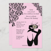 黒いレースのついたトゥシューズの招待状 招待状 (正面/裏面)