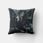 黒いレースのゴシック風の妖精 クッション (裏面)