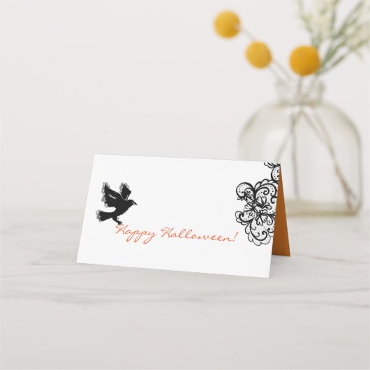 黒いレースのハロウィーンイラストレーション プレイスカード (裏面)