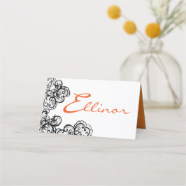 黒いレースのハロウィーンイラストレーション プレイスカード