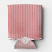 黒いレースのピンクと白の背景 缶クーラー (裏面)