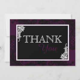 黒いレースのプラムモダンなゴシックは感謝していしています サンキューカード