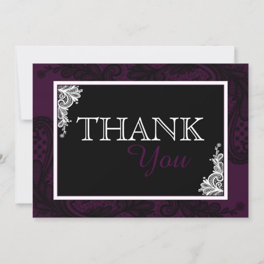 黒いレースのプラムモダンなゴシックは感謝していしています サンキューカード (正面)