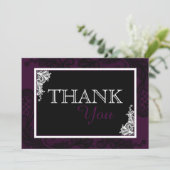黒いレースのプラムモダンなゴシックは感謝していしています サンキューカード (スタンド正面)