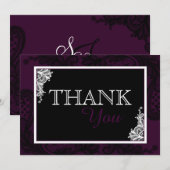黒いレースのプラムモダンなゴシックは感謝していしています サンキューカード (正面/裏面)