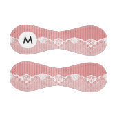 黒いレースのモノグラムピンクと白の背景 野球ボール (パネル)