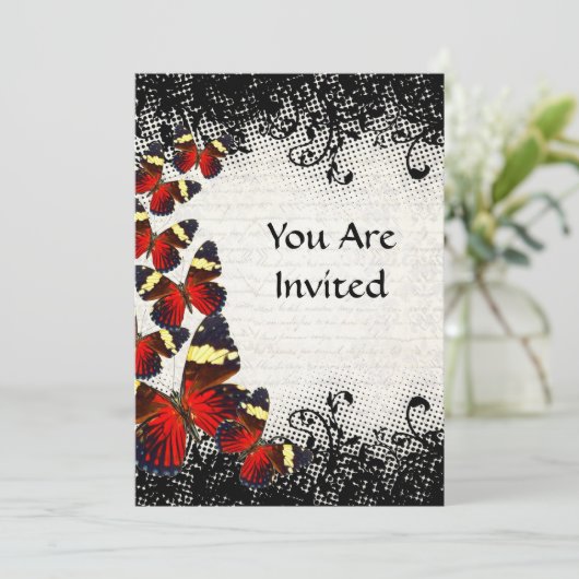 黒いレースの上に赤い蝶 招待状 (スタンド正面)