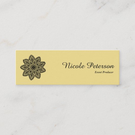 黒いレースの円形のオーナメント スキニー名刺 (正面)