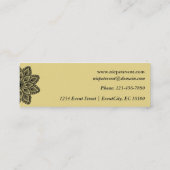 黒いレースの円形のオーナメント スキニー名刺 (裏面)