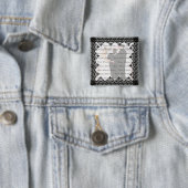 黒いレースの四角い写真ボタン 缶バッジ (インサイチュ)