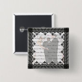 黒いレースの四角い写真ボタン 缶バッジ (正面&裏面)