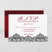 黒いレースの応答カード 出欠カード (正面/裏面)