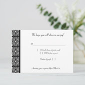 黒いレースの招待の応答カード 出欠カード (スタンド正面)