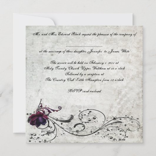 黒いレースの結婚式の保存日付 セーブザデート (裏面)