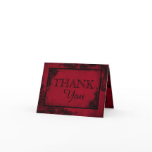 黒いレースの赤いモダンゴシックスタイルの感謝カード