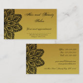 黒いレースの金ゴールドの毛および美容院のアポイントメント 予約カード (正面/裏面)