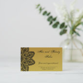 黒いレースの金ゴールドの毛および美容院のアポイントメント 予約カード (スタンド正面)