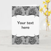 黒いレースフランスのの背景折り畳みカード カード (黄色い花)