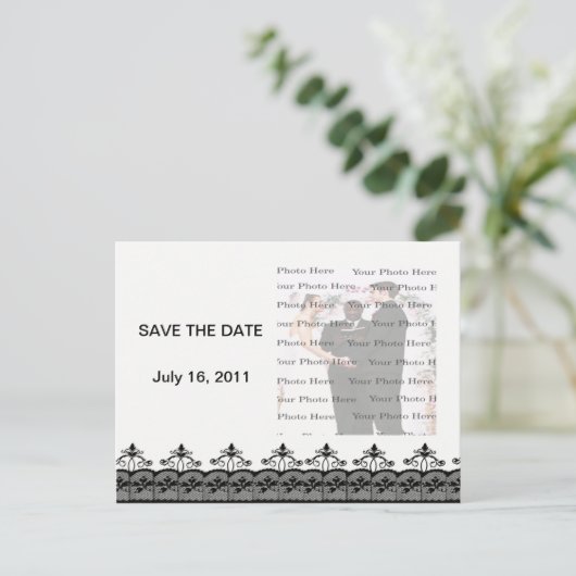 黒いレース日付はがきを保存 案内ポストカード (スタンド正面)