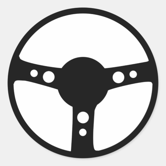 黒いレース用車輪アイコン ラウンドシール (正面)