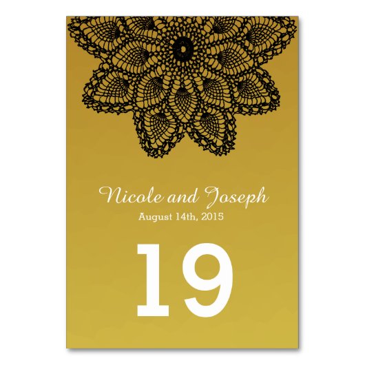 黒いレース-結婚式のテーブル数 テーブルナンバー (正面)