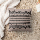 黒いレース、透かし、茶色の背景 クッション (ブランケット)