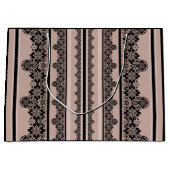 黒いレース、透かし、茶色の背景、ベージュ、ブラ ラージペーパーバッグ (正面)