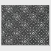 黒いロココ様式のパターン華麗さ ラッピングペーパー (フラット)