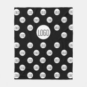 黒いロゴのステップとシンプル繰り返し フリースブランケット (正面)