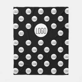 黒いロゴのステップとシンプル繰り返し フリースブランケット