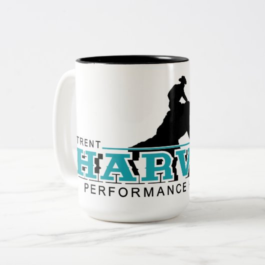 黒いロゴの大きなコーヒーマグ ツートーンマグカップ (正面左)