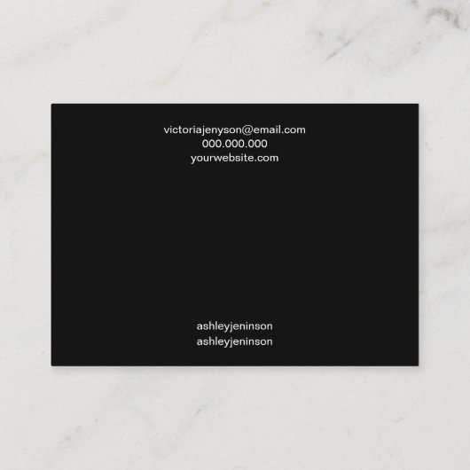 黒いロゴシンプルのヘアクリップバレット表示 名刺 (裏面)