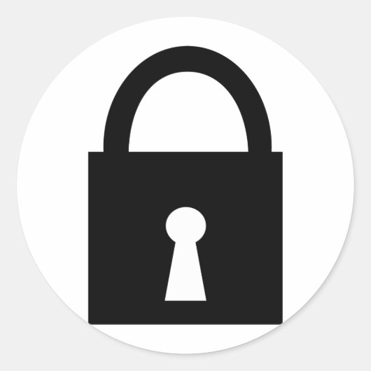 黒いロックアイコン ラウンドシール (正面)