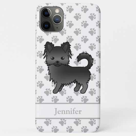 黒いロングコートチワワのキャラクターワンちゃん名前入りデザイン Case-Mate iPhoneケース (裏面)