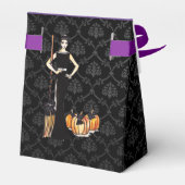 黒いロングドレスパープルとハロウィーンレディーウィッチ フェイバーボックス (裏面サイド)