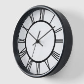 黒いローマ数字の丸黒木枠 壁時計 (傾斜)