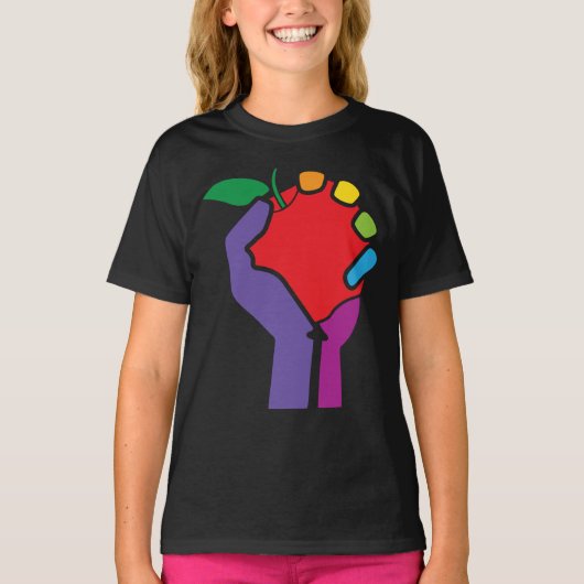 黒いワイシャツのための先生の統一されたな虹 Tシャツ (正面)