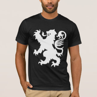 黒いワイシャツの紋章学の白のライオン Tシャツ