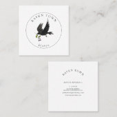 黒いワタリガラスのカラスの正方形の名刺 スクエア名刺 (正面/裏面)