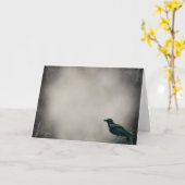 黒いワタリガラスのゴシック様式挨拶状 カード (黄色い花)