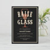 黒いヴィンテージあなたのガラスのパーティの招待状を上げる 招待状 (スタンド正面)