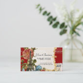 黒いヴィンテージのエッフェル塔のバラのエレガントなビジネス 名刺 (スタンド正面)