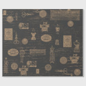 黒いヴィンテージのスタイルの裁縫の概念 ラッピングペーパー (フラット)