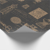 黒いヴィンテージのスタイルの裁縫の概念 ラッピングペーパー (角)