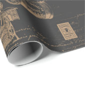 黒いヴィンテージのスタイルの裁縫の概念 ラッピングペーパー (ロールコーナー)