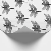 黒いヴィンテージのトンボの自然の芸術 ラッピングペーパー (角)