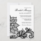 黒いヴィンテージのレースのブライダルシャワーの招待状 招待状 (正面)